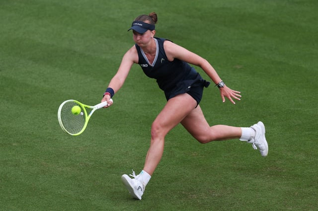 Tennis - Eastbourne Open - Devonshire Park Lawn Tennis Club, Eastbourne, Britain - June 25, 2025 Czech Republic's Barbora Krejcikova in action during her round of 16 match against Britain's Jodie Burrage Action Images via Reuters/Paul Childs