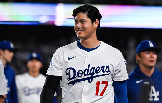 LOS ANGELES, CALIFORNIA - JUNE 18: Shohei Ohtani #17 of the Los Angeles Dodgers reacts to a walk off solo home run by Will Smith #16 in the bottom of the ninth inning against the San Diego Padres at Dodger Stadium on June 18, 2025 in Los Angeles, California. (Photo by Gene Wang/Getty Images)