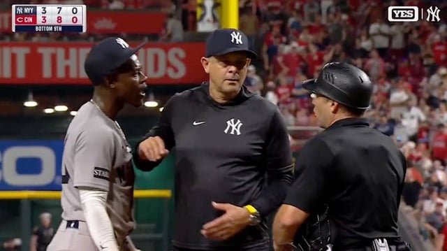 Jazz Chisholm was ejected in the fifth inning.