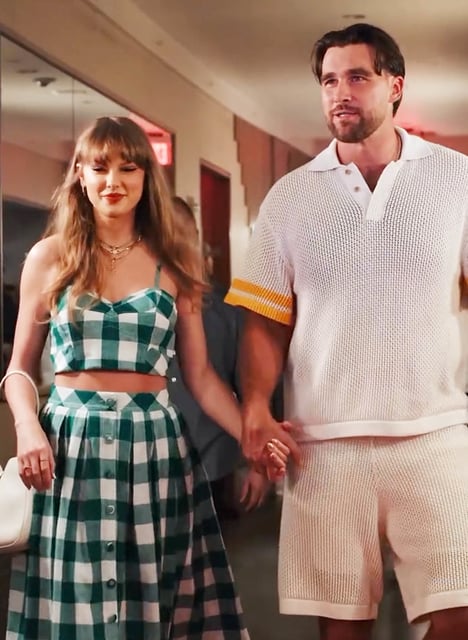 Taylor Swift and Travis Kelce at the opening night ceremony for Tight End University in Nashville.