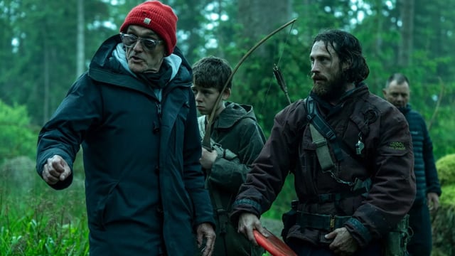 Danny Boyle directing Aaron Taylor-Johnson on the 28 Years Later set.