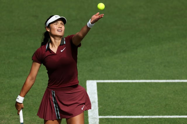 Britain's Emma Raducanu in action at Eastbourne