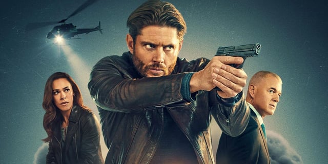 A close-up on the 'Countdown' poster featuring Jensen Ackles as Mark Meachum, Jessica Camacho as Amber Oliveras, and Eric Dane as Nathan Blythe
