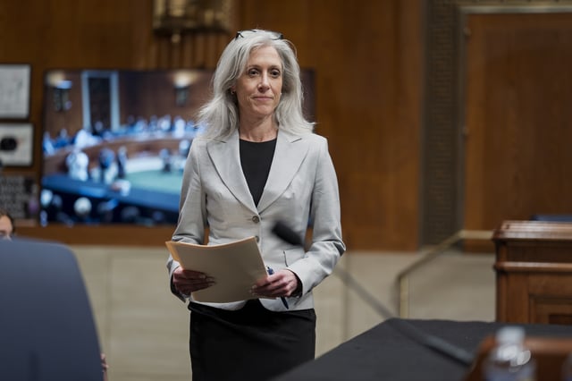 Susan Monarez, President Donald Trump's nominee to be director of the Centers for Disease Control and Prevention, arrives to testify before the Senate HELP Committee, at the Capitol in Washington, Wednesday, June 25, 2025. (AP Photo/J. Scott Applewhite)