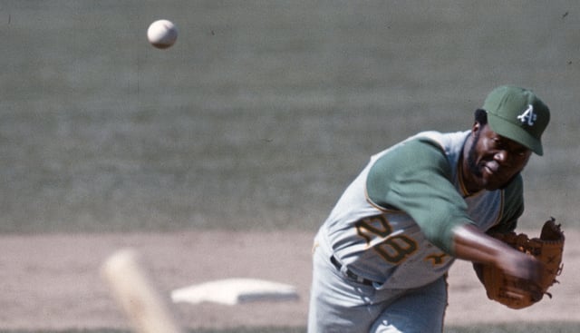 Diego Segui #26 of the Oakland Athletics pitches against the Baltimore Orioles during an Major League Baseball game circa 1968 at Memorial Stadium in Baltimore, Maryland.