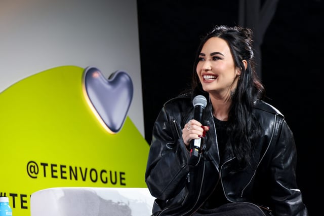 Demi Lovato speaks onstage during Teen Vogue Summit 2024 at Nya Studios on Nov. 23, 2024, in Los Angeles.