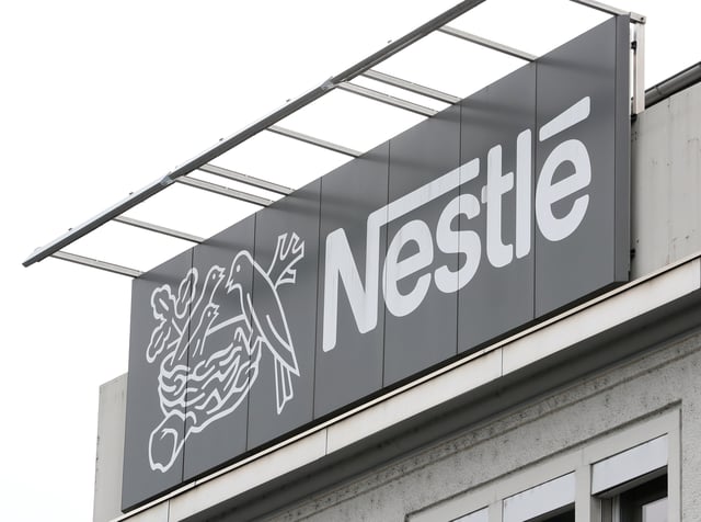The company's logo is seen at a Nestle plant in Konolfingen, Switzerland September 28, 2020. REUTERS/Arnd Wiegmann/File photo