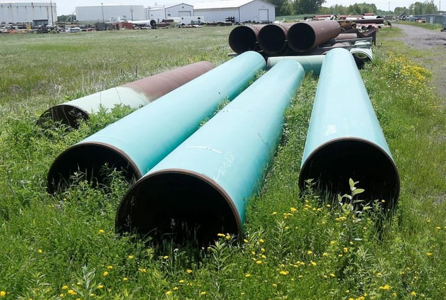 A file photo of pipes to be used for a pipeline.