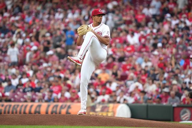 CINCINNATI, OHIO - JUNE 24: Chase Burns #26 of the Cincinnati Reds makes his MLB Debut while pitching in the first inning against the New York Yankees at Great American Ball Park on June 24, 2025 in Cincinnati, Ohio.