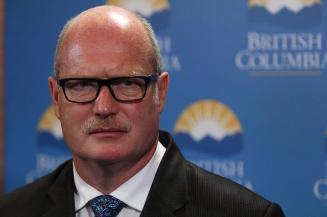 Then-B. C. Finance Minister Michael de Jong speaks to media after being sworn-in following a ceremony at Legislature in Victoria, B.C., on Thursday, June 8, 2017. 