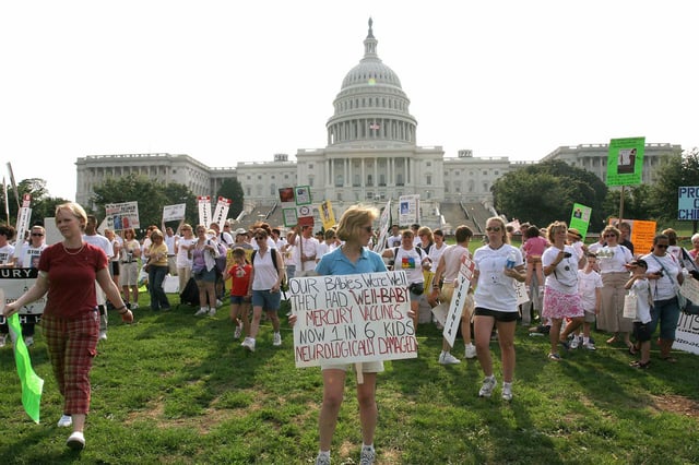 People protested in 2005 over a preservative that had been used in vaccines for decades. By 2001, thimerosal had been removed from or reduced in all vaccines routinely recommended for children under 6 in the US.