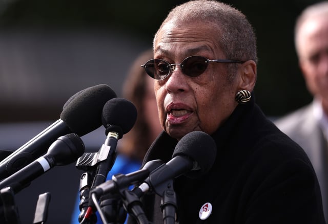 Delegate Eleanor Holmes Norton (D-DC) speaks at a press conference outside the U.S. Capitol on March 10, 2024, in Washington, DC.