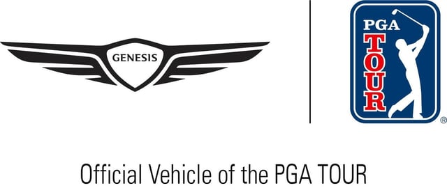 This composite image provided by Hyundai Motor Group shows the corporate logos of Genesis (L) and PGA Tour. (PHOTO NOT FOR SALE) (Yonhap)