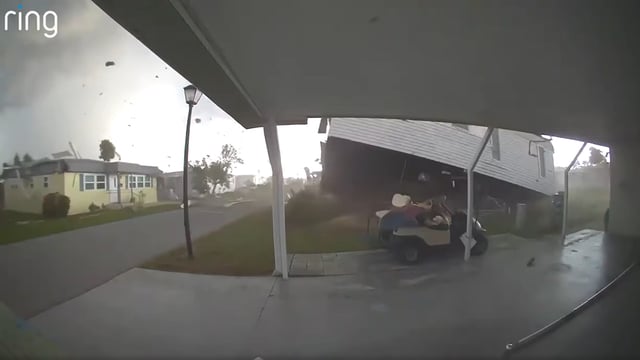 Doorbell camera captures as home ripped off ground amid strong winds in Florida