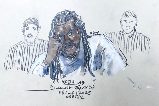 Croquis d’audience du rappeur Koba LaD jugé à Créteil pour homicide involontaire le 25 juin 2025
