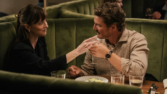 Dakota Johnson and Pedro Pascal in The Materialists 