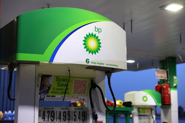 The BP logo is seen on gasoline pumps at a BP gas station in Manhattan, New York City, U.S., November 24, 2021. REUTERS/Andrew Kelly/File Photo