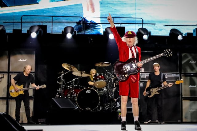 AC/DC guitar legend Angus Young on stage. 