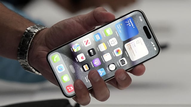 Apple Event 2023: iPhone 15 Pro is shown after its introduction.