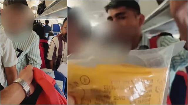 IndiGo passenger confronts man hiding life jacket in his bag on flight. Watch video