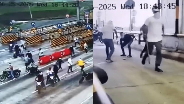 Over 25 men attacked the toll plaza.  | Image: X