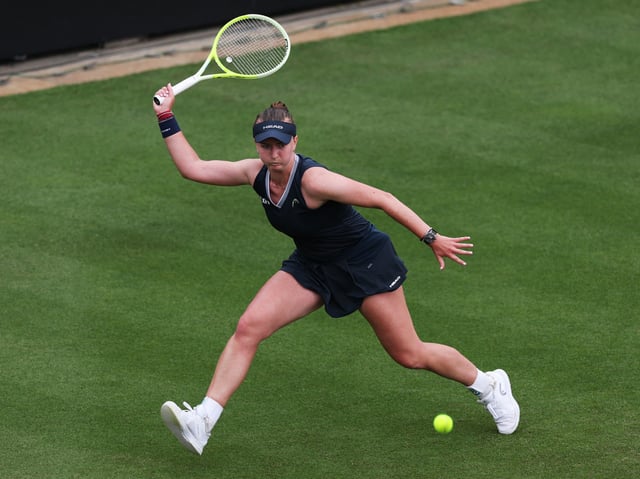 Tennis - Eastbourne Open - Devonshire Park Lawn Tennis Club, Eastbourne, Britain - June 25, 2025 Czech Republic's Barbora Krejcikova in action during her round of 16 match against Britain's Jodie Burrage Action Images via Reuters/Paul Childs/File Photo