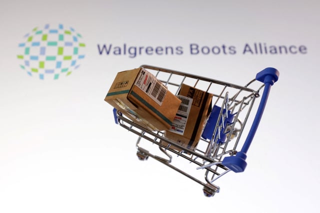 Walgreens Boots Alliance logo is seen in this illustration taken February 11, 2025. REUTERS/Dado Ruvic/Illustration/File Photo