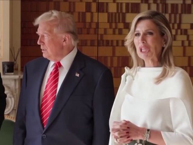 Beim königlichen Fotoshooting mit Donald Trump zeigt die niederländische Königin Máxima unerwartete Mimik. Trump selbst merkt nichts.