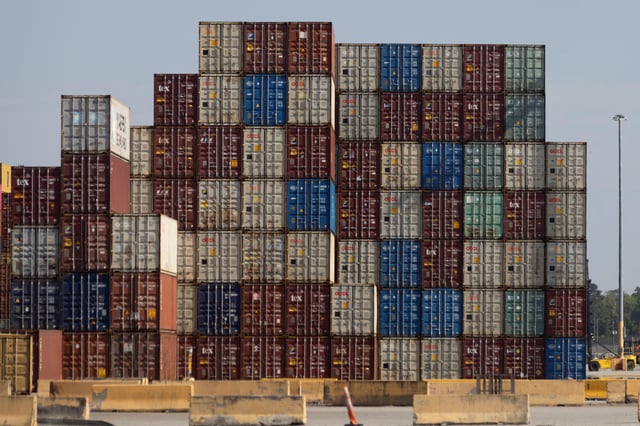 Shipping containers are stacked at the Port of Authority Savannah in Savannah, Georgia, U.S. May 6, 2025. REUTERS/Alyssa Pointer/File Photo