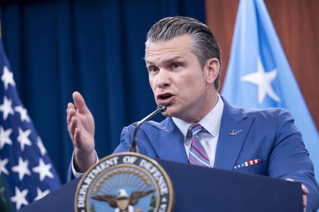 Defense Secretary Pete Hegseth speaks during a news conference at the Pentagon, Thursday, June 26, 2025 in Washington. (AP Photo/Kevin Wolf)