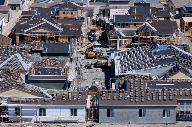 A drone view shows new single family home construction in San Diego, California, U.S., March 25, 2025.  REUTERS/Mike Blake/File Photo