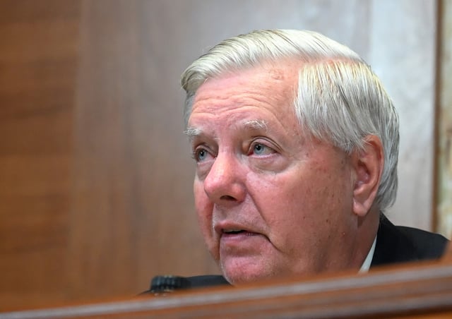 Senator Lindsey Graham (R-SC) speaks as US Secretary of State Marco Rubio testifies before the Senate Subcommittee on State, Foreign Operations, and Related Programs Hearing to examine proposed budget estimates for fiscal year 2026 for the Department of State at Capitol Hill in Washington, DC on May 20, 2025.