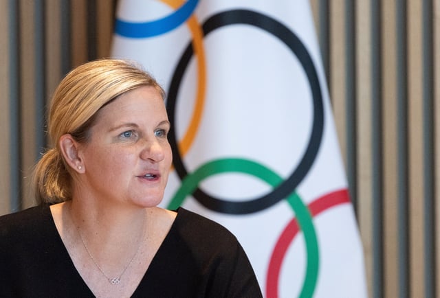 Newly elected President of the International Olympic Committee (IOC) Kirsty Coventry attends her first Executive Board meeting at the Olympic House in Lausanne, Switzerland, June 25, 2025. REUTERS/Denis Balibouse