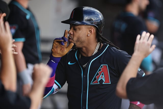 CHICAGO, ILLINOIS - JUNE 24: Ketel Marte #4 of the Arizona Diamondbacks celebrates hitting a solo home run during the first inning against the Chicago White Sox at Rate Field on June 24, 2025 in Chicago, Illinois. (Photo by Geoff Stellfox/Getty Images)