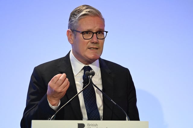 Britain's Pime Minister Keir Starmer speaks during The British Chambers of Commerce Global Annual Conference, in London, Britain June 26, 2025. Eddie Mulholland for The Telegraph/Pool via REUTERS/File photo