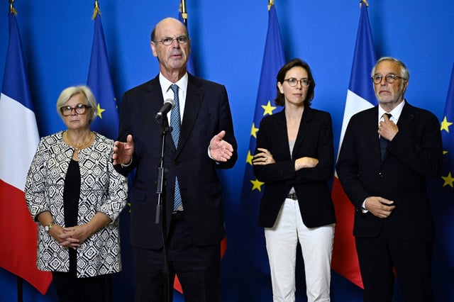 Les ministres Catherine Vautrin, Eric Lombard, Amélie de Montchalin et François Rebsamen ont donné conférence de presse à Paris, le 26 juin.