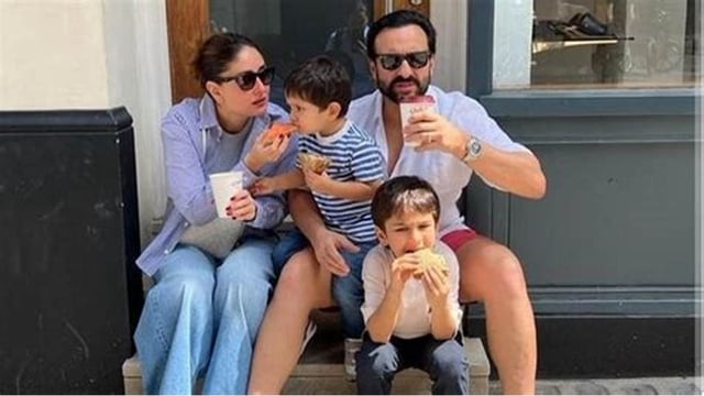 Kareena Kapoor with Saif Ali Khan and kids.