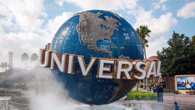 ORLANDO, FLORIDA, USA – JAN 8:  The large rotating Universal logo globe on January 8, 2011.  Universal Studios is one of Orlando’s famous theme parks.
