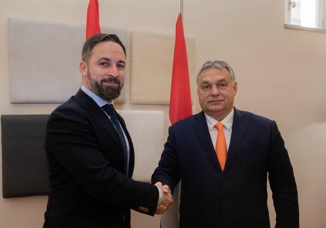 Santiago Abascal y el primer ministro húngaro, Viktor Orban