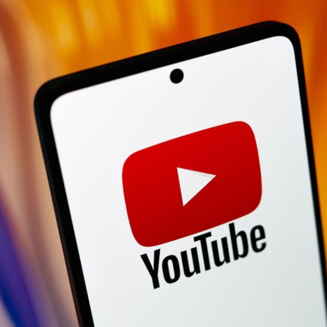 The YouTube logo on a phone.