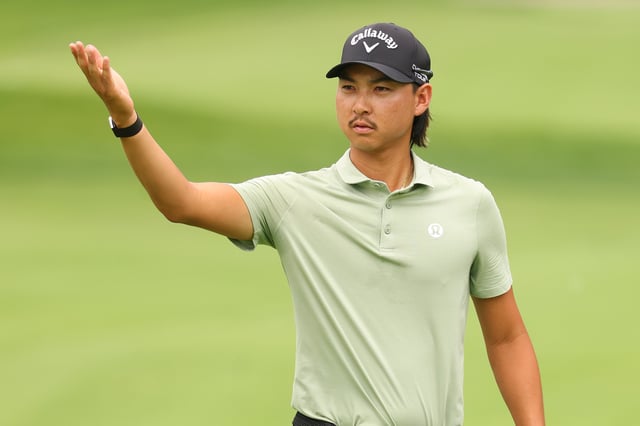 Min Woo Lee of Australia during a Pro-Am prior to the Rocket Classic 2025 at Detroit Golf Club on June 25, 2025 in Detroit, Michigan.