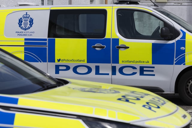 COWDENBEATH, SCOTLAND - MAY 25: General view of Police vehicles outside Cowdenbeath Police Station, on May 25, 2023 in Cowdenbeath, Scotland.  Earlier today, Scotland Police&#39;s outgoing Chief Constable Sir Iain Livingstone said the force is &#34;institutionally racist and discriminatory,&#34; adding that the force is committed to leading &#34;wider change and support wider change in society.&#34; The announcement comes amid an ongoing public inquiry into the death of Sheku Bayoh, a 31-year-old Black man who died in 2015 after he was restrained by police officers in Kirkcaldy. (Photo by Robert Perry/Getty Images)