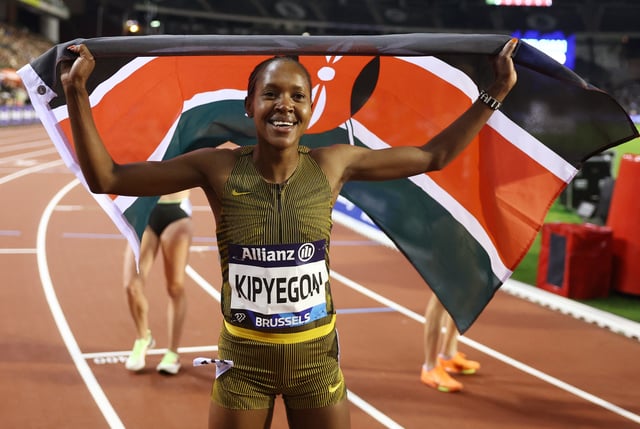 Athletics - Diamond League - Brussels - King Baudouin Stadium, Brussels, Belgium - September 14, 2024, Faith Kipyegon of Kenya celebrates after winning the Women's 1500m final REUTERS/Yves Herman/File Photo