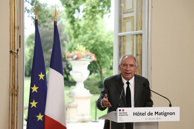 François Bayrou lors d’une conférence de presse sur les retraites, à Matignon le 26 juin.