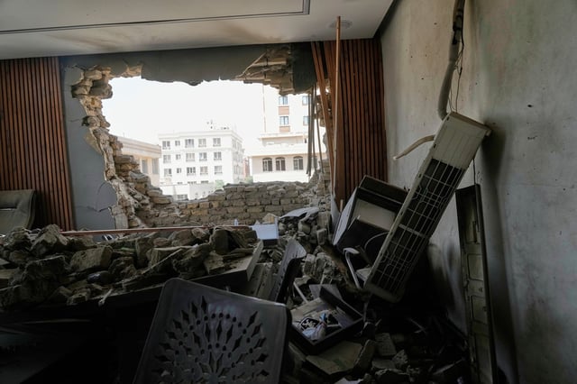 Damages inside a building are seen in Tehran, Iran, Thursday, June 26, 2025, after an Israeli airstrike on early Tuesday. (AP Photo/Vahid Salemi)