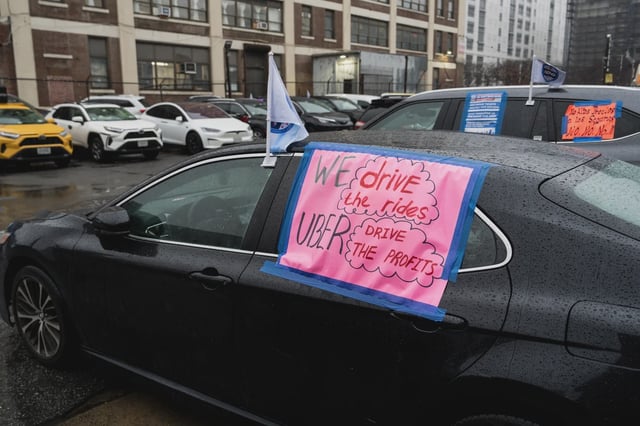 Uber driver protested lockouts by the app companies earlier this year.