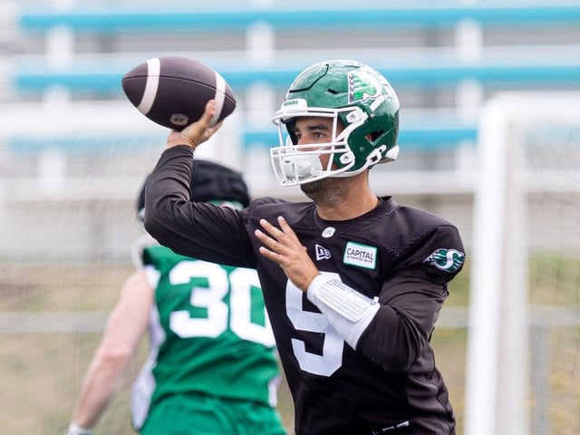 Saskatchewan Roughriders quarterback Jake Maier (9) during Rider training camp.