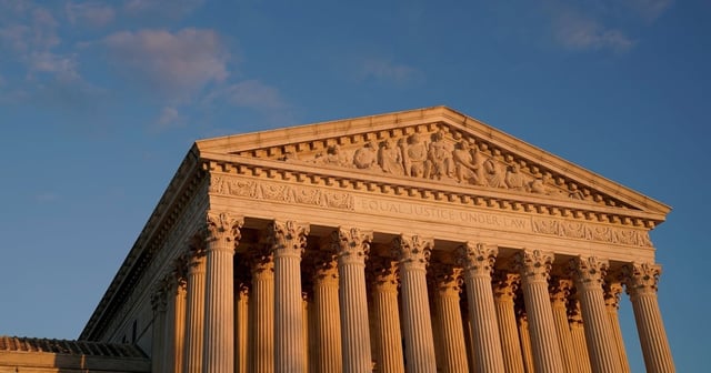 The U.S. Supreme Court building at sunset on Nov. 10, 2020.