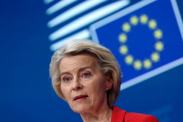 European Commission President Ursula von der Leyen attends a press conference on the day of the European Union leaders summit in Brussels, Belgium June 26, 2025. REUTERS/Yves Herman