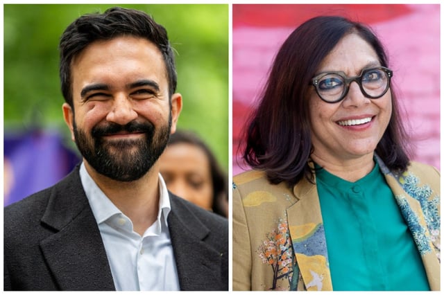 Zohran Mamdani, left, and Mira Nair. (Getty Images)